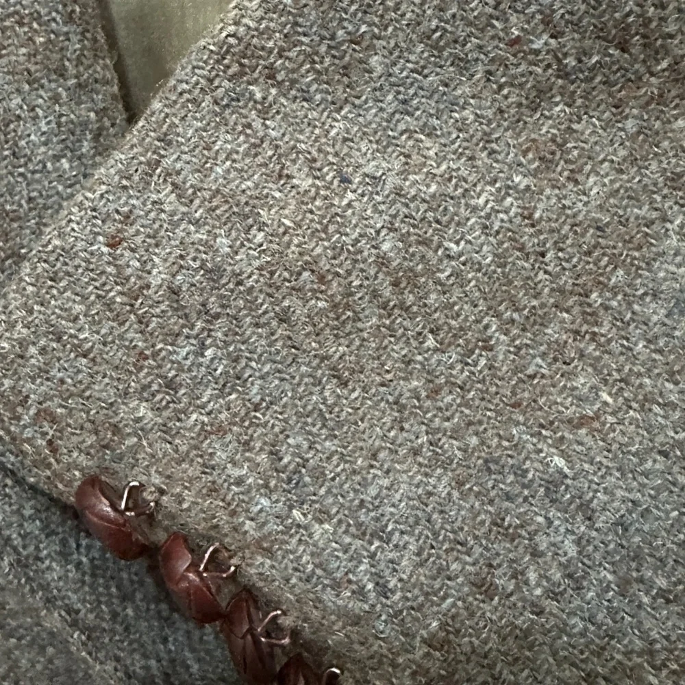 252 Harris Tweed |NWOT 60s USA Vintage Brown Blazer Woven Leather Buttons (sz M)